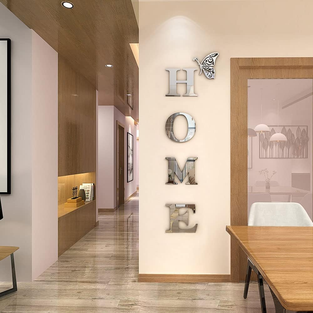 Home Letter Signs Acrylic Mirror Wall Stickers Decorations for Living Room Bedroom Decor Decals