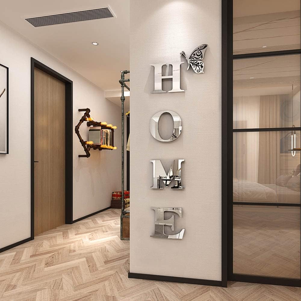 Home Letter Signs Acrylic Mirror Wall Stickers Decorations for Living Room Bedroom Decor Decals