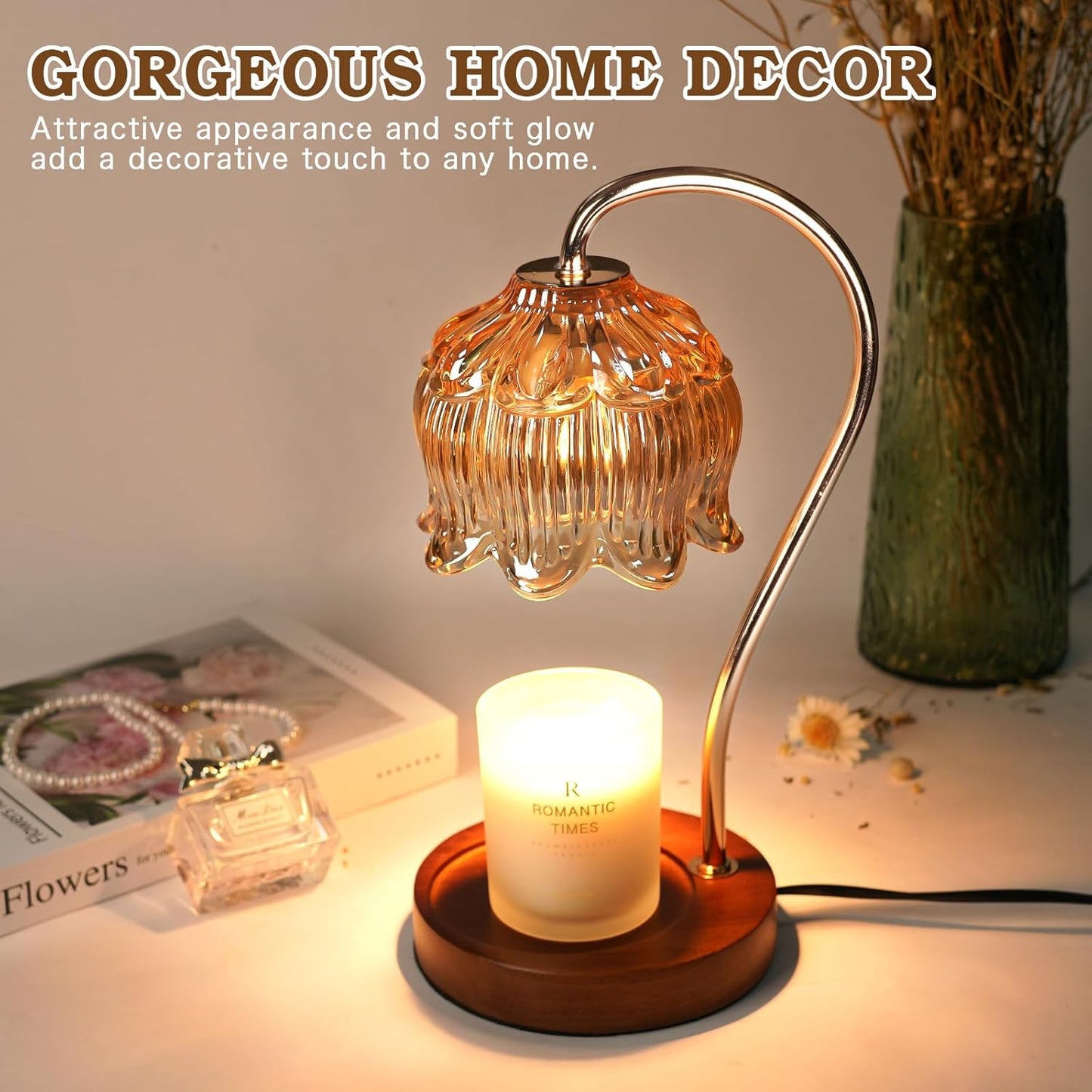 Dimmable Flower Candle Warmer Lamp with Timer