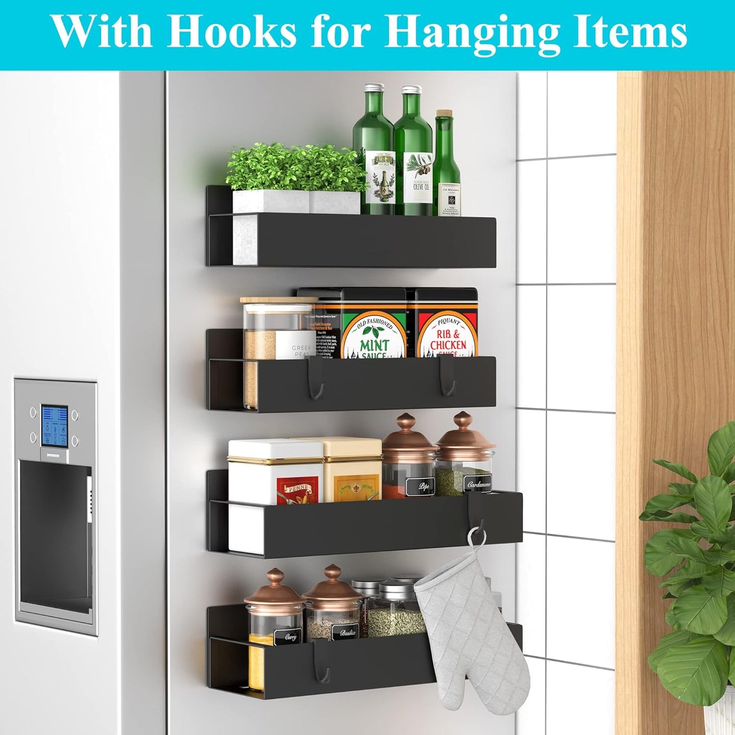 4 Pack Magnetic Spice Storage Rack